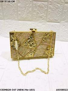 Exquis Artisan-Crafted Designer Soirée Pochette Luxueux Epitome Élégance Cristal Pierres Laiton Gland Enveloppe Bois - Product Image 3