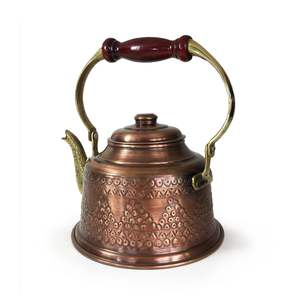 Théière en cuivre martelé à la main gravée Maras Turquie, vaisselle de table écologique, aspect antique, couleur oxyde - Product Image 2