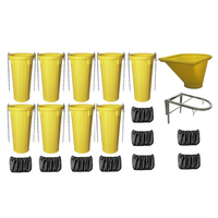 TEKCNOPLAST SRL Kit de goulottes à déchets en PEHD 5 pour le recyclage, 1 trémie et cadre de support, 9 goulottes avec manchons anti-poussière, Fabriqué en Italie