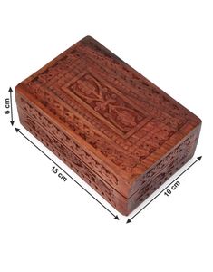 <b>Wooden</b> Jewellery <b>Box</b> with Brass Inlay for Women Hand carved Multipurpose <b>Storage</b> Vintage Decorative Chest Trinket Holder Gift - Product Image 2
