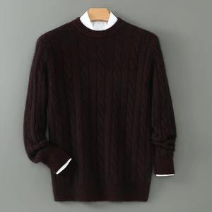 2025 nouveau hiver hommes 100% pur cachemire épais pull col rond tricot Base chemise sweat - Product Image 4