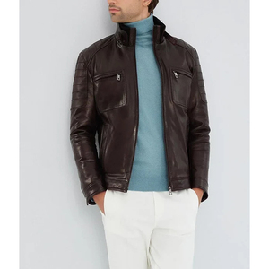 เสื้อแจ็กเก็ตหนังสำหรับผู้ชายเสื้อแจ็คเก็ตหนังกันลมออกแบบโลโก้ได้ตามต้องการ - Product Image 2