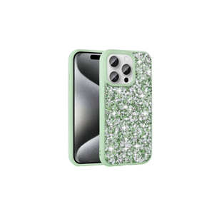 Funda de Silicona con Diamantes de Imitación Brillantes de Lujo ASMA Linea para iPhone 15 Pro Max Verde Claro - en Caja con Estilo INS - Product Image 1