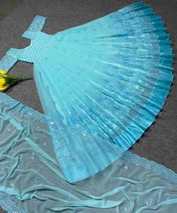 Vestido de trabajo de secuencia bordada de Georgette de diseñador tradicional indio con ropa de boda Dupatta precio más bajo mercado étnico Suart Apparelgarment Gharara - Product Image 4