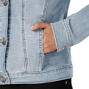 Veste en jean pour femmes, coupe ajustée, 100% coton, tricotée, respirante, vêtements d'extérieur pour l'hiver, pour adultes - Product Image 5