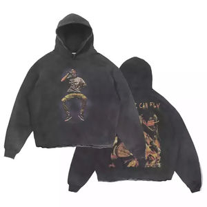 Sudadera Corta Holgada con Lavado Ácido Desgastado Vintage para Hombre, Logotipo Personalizado, Ropa Urbana, Dobladillo sin Rematar, Esencial para Invierno, Impermeable - Product Image 3