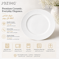 Assiette à dîner en céramique blanche JOZING 10,4 pouces, texture croisée diamantée, bord gaufré, liquidation directe usine, vaisselle de mariage
