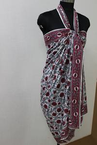 Sangaria rojo suave algodón Sarong indio Floral mano bloque estampado ropa de playa para mamá amiga dama de honor mujeres - Product Image 3