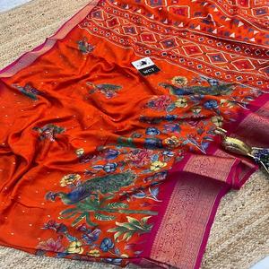 Sari Banarasi de Georgette para Mujer, Elegante y Moderno, con Bordado Completo en Zari y un Pallu Rico - Product Image 1