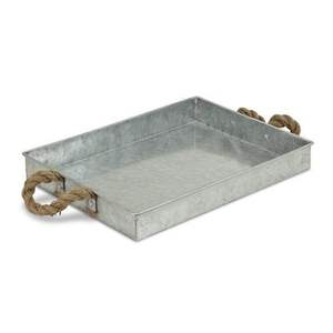 Bandeja galvanizada rústica para servir snacks postres café con asas de estilo antiguo ideal para bodas y catering - Product Image 3