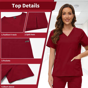 Vêtements de travail infirmiers de haute qualité, à la mode, à manches courtes, extensibles, ensembles d'uniformes médicaux pour femmes et hommes - Product Image 4