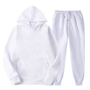 Traje de chándal personalizado bordado desgastado holgado Zip up Jogging Sudadera con capucha y pantalones de chándal conjunto chándal acampanado para hombres - Product Image 2