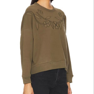 Sudadera de cuello redondo de punto de algodón 100% para mujer, bordado de logotipo personalizado, antiarrugas, longitud Regular, Invierno/otoño - Product Image 4