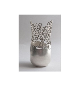 Vase décoratif en aluminium couleur argent fait à la main taille et forme personnalisées Vaisselle Vase à fleurs au prix le plus bas - Product Image 6