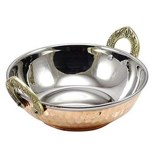 Kadhai สแตนเลสสตีลจากทองแดงมีด้ามจับทองเหลืองสำหรับทำอาหารทำอาหารทำอาหาร - Product Image 1