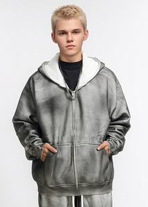 Gradient lourd impression hommes sweats à capuche lâche mode américain Vintage automne Style broderie personnalisée marque col à capuche pour les Couples - Product Image 5