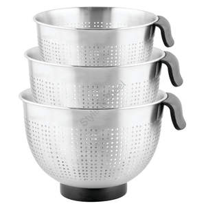 Ensemble de passoire à riz de qualité supérieure en gros en acier inoxydable avec poignées CLASSIC Design élégant poli miroir - Product Image 4