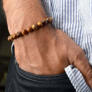 Pulsera con cuentas de ojo de tigre dorado Natural para hombres y mujeres, joyería de piedra curativa con deslumbrantes cuentas de piedra de ojo de tigre dorado - Product Image 3