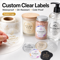 Autocollants personnalisés en vinyle transparent à gratter, imperméables, avec logo en feuille d'or, en rouleau, pour emballages de rouges à lèvres, bougies, pots, bouteilles et cosmétiques