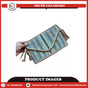 Sac Banjara Boho en jute pour femmes, broderie, fermeture à glissière, Logo personnalisé durable, cadeau traditionnel à bas prix - Product Image 4