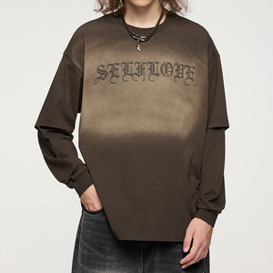 Streetlab Puff Print Long Sleeve T-Shirt 250 Gsm Oversized Men Street Style <b>Back</b> Logo Custom Design - Product Image 3