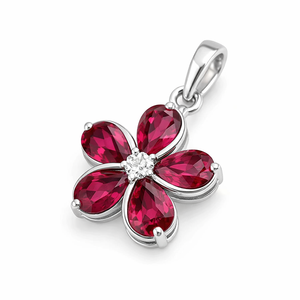 Colgante de flor de granate 100% natural, chapado en rodio, plata de ley, minimalista, con gema roja fina, dijes de colgante de piedra natural. - Product Image 4