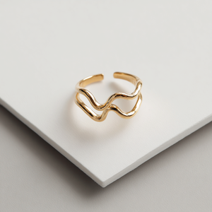 Bague ajustable à double épaisseur en argent et or Bague personnalisée empilable pour femme - Product Image 2