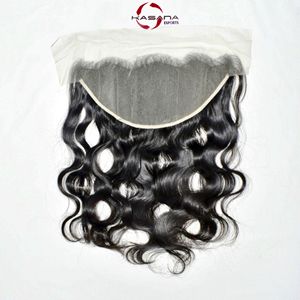 Cheveux humains cambodgiens bruts 13*6 Frontal, cuticules alignées, couleur naturelle noire, double trame machine, ondulations profondes, pour femmes - Product Image 4
