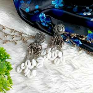 Efulgenz อินเดียอินเดีย Boho jhumka อินเดียชุดต่างหูตุ้งติ้งพร้อมห่วงโซ่หูผู้ผลิตเครื่องประดับสำหรับผู้หญิง - Product Image 2