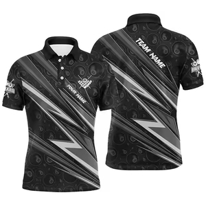 เสื้อกอล์ฟพิมพ์ลายดิจิทัลแบบเต็มชิ้นสำหรับผู้ชายเสื้อ100% โพลีเอสเตอร์สีทึบถักโลโก้ตามสั่ง - Product Image 2