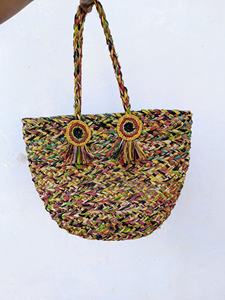 Multicolor Handwoven <b>Raffia</b> Tote <b>Bag</b> with Embroidery Decoration for Summer - Product Image 2