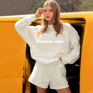 เซ็ตเสื้อสเวตเชิ้ตคอกลมคอกลมสำหรับผู้หญิงเสื้อสเวตเชิ้ตคอกลมผ้าคอตตอนผ้าขนแกะนุ่มปัก3D สำหรับผู้หญิง - Product Image 3