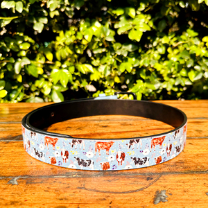 Colección Argentina 100% Cinturón de cuero genuino con hebilla de latón macizo Impreso personalizado en acabado negro mate para hombres y mujeres - Product Image 3