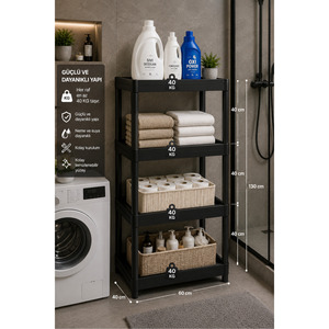 4-Tier Multipurpose Organizer Rack for Bathroom Kitchen Balcony Cabinet <b>Shelf</b> with Pantry Storage for Storage <b>Shelves</b> & <b>Units</b> - Product Image 6
