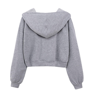 เสื้อฮู้ดเอวลอยสไตล์ระบายอากาศได้ใส่สบายสำหรับผู้หญิงเสื้อครอปมีฮู้ดไหล่กันรอยยับสำหรับผู้หญิง - Product Image 2