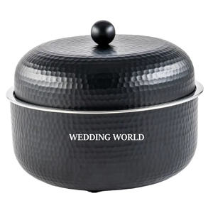 Dernière collection de chauffe-plats métalliques finition argent et noir, design de luxe, vente en gros, nouveau réchaud métallique - Product Image 6