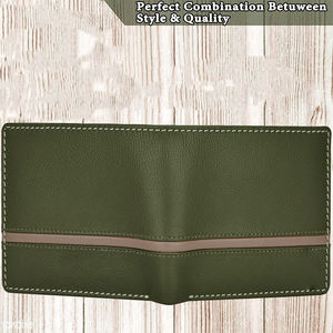 Venta al por mayor de calidad superior de los hombres de cuero genuino cartera hecha a mano RFID diseño delgado Estilo Vintage cierre de cremallera patrón de rayas - Product Image 4