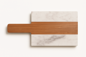 เขียงทรงสี่เหลี่ยมไม้อะคาเซียและหินอ่อนพร้อมที่จับบอร์ดชีสหรูหราอุปกรณ์ตกแต่งห้องครัว - Product Image 6