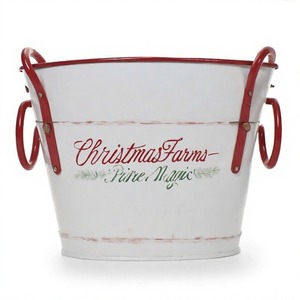 Frosted Holly Glow Christmas <b>Planter</b> Made with Durable Metal for <b>Outdoor</b> Garden Decor Featuring Seasonal Charm - Product Image 4