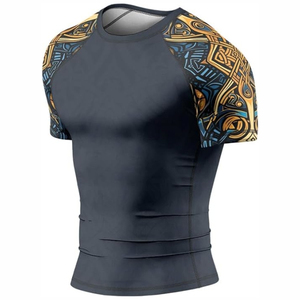 Custom Surf BJJ Rash Guard Hombres T-shirtspression Fit Quick Dry UV Protection Sublimated No Gi Training Shirt OEM - Product Image 3