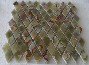 Multi Green Onyx Collection Natural Stone, Multi Green Onyx Polished Mosaics Mesh Tiles, Tuile d'onyx vert foncé - Product Image 6