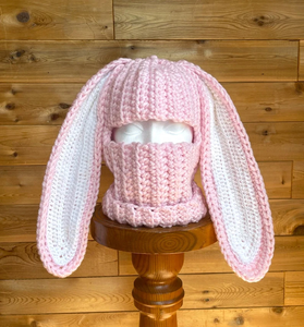 Nouveauté transfrontalière 2026 : Bonnet à oreilles de lapin, Bonnet à un trou, Cagoule tricotée à la main, Bonnet parent-enfant - Product Image 3