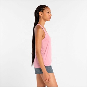 Women's <b>Pink</b> Scoop Neck Tank <b>Top</b> Solid Color Knitted Breathable Casual Wear Regular Length 100% Polyester - Product Image 3