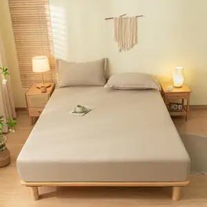 Sprei bambu lembut, sarung kasur anti air, Solid, ramah kulit, ukuran Queen, pelindung kasur pas untuk rumah