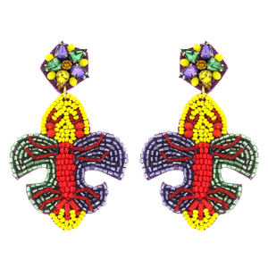 Boucles d'oreilles vintage pour femmes, style festival traditionnel, broderie perlée détaillée, en acier inoxydable 100%, artistiques - Product Image 4