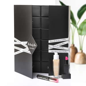 Calendario de Adviento de regalo de Navidad de estilo lujoso de caja doble 24-Der hecho de cartón reciclado para cosméticos estilo empaquetado. - Product Image 4