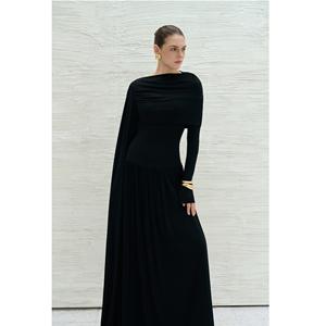 Wholesale Elegant <b>Dresses</b> <b>Women</b> DANNY DRAPED <b>LONG</b> <b>DRESS</b> <b>Long</b> Sleeve 95% Acetate 5% Spandex <b>Long</b> Sleeve <b>Women</b> <b>Dresses</b> - Product Image 1