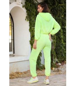 2024 personalizado Lime desgastado Zip Hoodie mujeres chándales entrenamiento Joggers conjuntos mujeres dos piezas pantalones conjunto mujeres chándal conjunto - Product Image 5