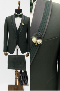 Traje de esmoquin de lujo de tres piezas para hombre: blazer, chaleco y pantalón, antiarrugas, tallas grandes, clásico formal para bodas, graduaciones y negocios - Product Image 3