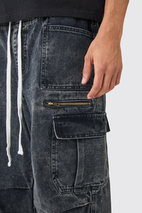 กางเกงยีนส์ขาตรงแบบผูกเชือกทรงหลวมสำหรับฤดูใบไม้ผลิกางเกงยีนส์ปักโลโก้ออกแบบได้ตามต้องการ - Product Image 2